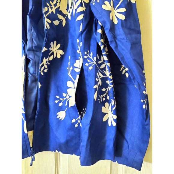 SUSAN GRAVER WOMENS LINED FLORAL BLUE WHITE ZIP BLAZER GLASS EMBROIDERY XL NWOT - Picture 6 of 8
